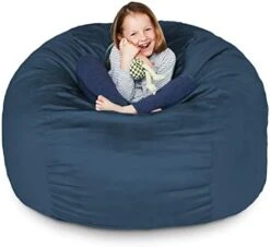 Lumaland Luxurious Giant 7ft Bean Bag Chair With Microsuede Cover - Ultra Soft, Foam Filling, Washable Jumbo Bean Bag Sofa For Kids, Teenagers, Adults - Sack Chair For Dorm, Family Room - Dark Grey -Home Table Chair Store 41mHOb5ag L. AC