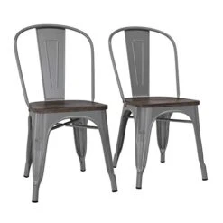 DHP Fusion Metal Wood Seat, Silver, Set Of 2, Dining Chair 17 DHP Fusion Metal Wood Seat, Silver, Set Of 2, Dining Chair -Home Table Chair Store 41mt5FH51vL