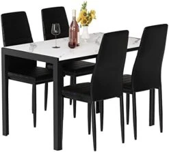 Tantohom Dining Table Set For 4, Compact Kitchen Table And Chairs For 4, 5 Pieces Faux Marble Dining Room Table Set With 4 Velvet Upholstery Chairs For Small Space, Living Room, Breakfast Nook, Gray 27 Tantohom Dining Table Set For 4, Compact Kitchen Table And Chairs For 4, 5 Pieces Faux Marble Dining Room Table Set With 4 Velvet Upholstery Chairs For Small Space, Living Room, Breakfast Nook, Gray -Home Table Chair Store 41n VA7WZuL. AC