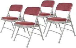 OEF Furnishings Premium Fabric Upholstered Steel Folding Chairs, 4 Pack, Grey -Home Table Chair Store 41n1zfZzkNL. AC