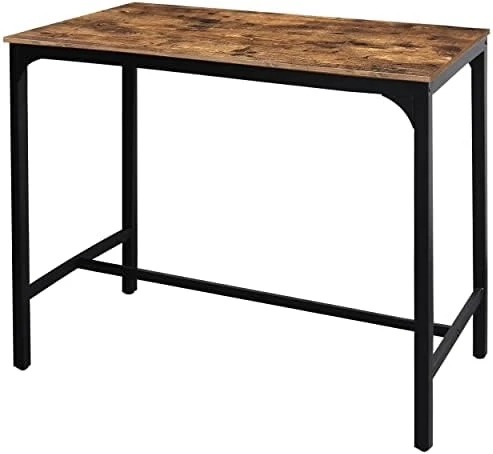 VEIKOU 47'' Bar Height Table Industrial Dining Table, Counter Height Bar Table With Adjustable Legs, Tall Pub Table With Metal Frame, Rustic Brown 7 VEIKOU 47'' Bar Height Table Industrial Dining Table, Counter Height Bar Table With Adjustable Legs, Tall Pub Table With Metal Frame, Rustic Brown - Image 5
