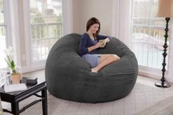 Chill Sack Bean Bags Large Bean Bag, 7-Feet, Charcoal Micro Suede -Home Table Chair Store 41nvspJPBZL