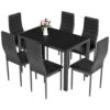 AOOU 5/7pieces Kitchen Table Set, Modern Dining Table Set W/Glass-Top Table And 4/6 Leather Upholstered Chairs For Dining Room, Kitchen, Dinette, Breakfast Nook (Black, Dinning Table With 6 Chairs) 2 AOOU 5/7pieces Kitchen Table Set, Modern Dining Table Set W/Glass-Top Table And 4/6 Leather Upholstered Chairs For Dining Room, Kitchen, Dinette, Breakfast Nook (Black, Dinning Table With 6 Chairs) -Home Table Chair Store 41o68VoSlDL