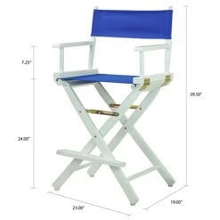 Casual Home 24" Director's Chair White Frame With Royal Blue Canvas, Counter Height -Home Table Chair Store 41oSGVKJDUL