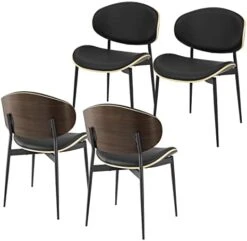 Art Leon Dining Chairs Set Of 4, Walnut Bentwood, Mid Century Modern Chair, Black Faux Leather Kitchen Dining Room Chairs With Metal Legs, Accent Chairs For Bedroom 28 Art Leon Dining Chairs Set Of 4, Walnut Bentwood, Mid Century Modern Chair, Black Faux Leather Kitchen Dining Room Chairs With Metal Legs, Accent Chairs For Bedroom -Home Table Chair Store 41oX23eBBeL. AC