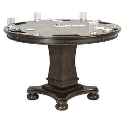 Sunset Trading Vegas Dining And Poker Table, 2 In 1 Game, Gray/Black/Off-white