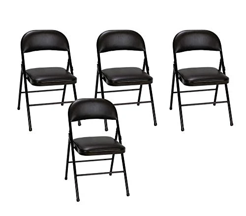 Cosco Vinyl 4-Pack Folding Chair, Black & Cosco Deluxe 6 Foot X 30 Inch Fold-in-Half Blow Molded Folding Table, Black 4 Cosco Vinyl 4-Pack Folding Chair, Black & Cosco Deluxe 6 Foot X 30 Inch Fold-in-Half Blow Molded Folding Table, Black - Image 2