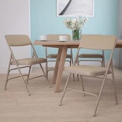 EMMA + OLIVER Metal Folding Chairs - Padded Seats | Set Of 4 Navy & Gray Metal Folding Chairs -Home Table Chair Store 41p03A5106S. AC