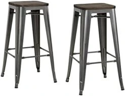 DHP Fusion Metal Wood Seat, Silver, Set Of 2, Dining Chair 22 DHP Fusion Metal Wood Seat, Silver, Set Of 2, Dining Chair -Home Table Chair Store 41pGNMD7M7L. AC