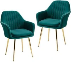 AVAWING Modern Living Dining Room Accent Arm Chairs Set Of 4, Velvet Mid-Century Upholstered Seat Club Guest With Golden Legs, Grey 19 AVAWING Modern Living Dining Room Accent Arm Chairs Set Of 4, Velvet Mid-Century Upholstered Seat Club Guest With Golden Legs, Grey -Home Table Chair Store 41pHMSEQT9L. AC