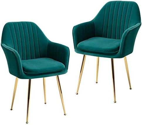 AVAWING Modern Living Dining Room Accent Arm Chairs Set Of 4, Velvet Mid-Century Upholstered Seat Club Guest With Golden Legs, Grey 8 AVAWING Modern Living Dining Room Accent Arm Chairs Set Of 4, Velvet Mid-Century Upholstered Seat Club Guest With Golden Legs, Grey - Image 6