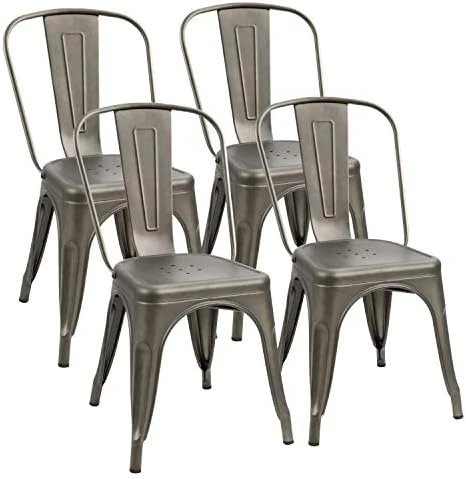 Flamaker Metal Dining Chairs Stackable Kitchen Dining Chairs Metal Chairs Bistro Cafe Side Chairs Height Restaurant Chairs Tolix Side Bar Chairs, Set Of 4 (Black) 10 Flamaker Metal Dining Chairs Stackable Kitchen Dining Chairs Metal Chairs Bistro Cafe Side Chairs Height Restaurant Chairs Tolix Side Bar Chairs, Set Of 4 (Black) - Image 8