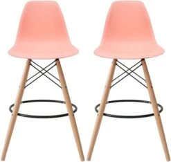 2xhome - Set Of Two (2) -Black- 25" Seat Height Molded Plastic Modern Counter Stools With Backs And Armless Natural Legs Wood Eiffel Legs Dowel-Leg 28 2xhome - Set Of Two (2) -Black- 25" Seat Height Molded Plastic Modern Counter Stools With Backs And Armless Natural Legs Wood Eiffel Legs Dowel-Leg -Home Table Chair Store 41q0dzaR7nL. AC