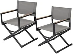 Grand Patio Outdoor & Indoor Aluminum Mesh Folding Directors Chair Folding Camping Chair Hunting Chair Easy Carry For Garden Pool, Les Vans Grey -Home Table Chair Store 41q7y60DtiL. AC