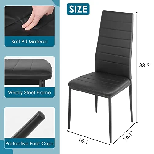 AOOU 5/7pieces Kitchen Table Set, Modern Dining Table Set W/Glass-Top Table And 4/6 Leather Upholstered Chairs For Dining Room, Kitchen, Dinette, Breakfast Nook (Black, Dinning Table With 6 Chairs) 4 AOOU 5/7pieces Kitchen Table Set, Modern Dining Table Set W/Glass-Top Table And 4/6 Leather Upholstered Chairs For Dining Room, Kitchen, Dinette, Breakfast Nook (Black, Dinning Table With 6 Chairs) - Image 2