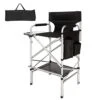 Mefeir 31" Tall Folding Directors Chair With Side Table Storage Bag,Portable Makeup Artist Bar Height, Aluminum Frame 300 Lbs Capacity, 19.2" D X 23.6" W X 45.6" H -Home Table Chair Store 41qQRD06oyL