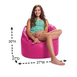 Posh Creations Sonoma Lounger Chair For Kids And Teens Big Bean Bag For Living Rooms, Bedrooms And Basements, Large, Pink
