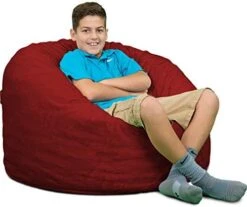 ULTIMATE SACK 3000 (3 Ft.) Bean Bag Chair: Giant Foam-Filled Furniture - Machine Washable Covers, Durable Inner Liner, 100% Virgin Foam. Comfy Bean Bag Chair. (Electric Blue, Suede) -Home Table Chair Store 41qhWhyMjeL. AC