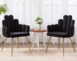 CIMOTA Black Dining Chairs Set Of 2 Velvet Upholstered Comfy Living Room Chairs Modern Finger Shape Back Vanity Chair With Arms For Makeup Room/Bedroom, 2PCS 22 CIMOTA Black Dining Chairs Set Of 2 Velvet Upholstered Comfy Living Room Chairs Modern Finger Shape Back Vanity Chair With Arms For Makeup Room/Bedroom, 2PCS -Home Table Chair Store 41qkQJ9EcL. AC