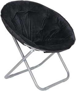 ZenStyle Faux Fur Saucer Chair, Folding Chair Soft Lounge Chair, Portable Moon Chair For Bedroom, Dorm Rooms, Apartments, Lounging, Garden And Courtyard, Black -Home Table Chair Store 41rOptLwH S. AC