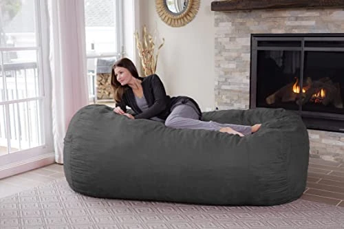 Chill Sack Memory Foam Bean Bag Lounger, 7.5-Feet, Charcoal 6 Chill Sack Memory Foam Bean Bag Lounger, 7.5-Feet, Charcoal - Image 4