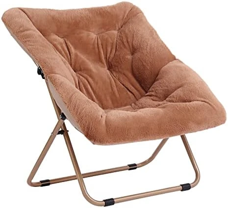 Tiita Saucer Chair, Soft Faux Fur Oversized Folding Accent Chair, Soft Furry Lounge Lazy Chair, Metal Frame Moon Chair For Bedroom, Living Room, Dorm Rooms, Garden And Courtyard 7 Tiita Saucer Chair, Soft Faux Fur Oversized Folding Accent Chair, Soft Furry Lounge Lazy Chair, Metal Frame Moon Chair For Bedroom, Living Room, Dorm Rooms, Garden And Courtyard - Image 5