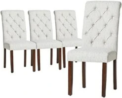 COLAMY Tufted Dining Chairs Set Of 2, Accent Parsons Diner Chairs Upholstered Fabric Dining Room Chairs Side Chair Stylish Kitchen Chairs With Solid Wood Legs And Padded Seat - Beige 24 COLAMY Tufted Dining Chairs Set Of 2, Accent Parsons Diner Chairs Upholstered Fabric Dining Room Chairs Side Chair Stylish Kitchen Chairs With Solid Wood Legs And Padded Seat - Beige -Home Table Chair Store 41regVhNIaL. AC