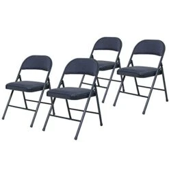 OEF Furnishings (4 Pack Fabric Upholstered Steel Folding Chair, Black -Home Table Chair Store 41s sL4452L