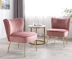 Shunzhi Velvet Accent Chairs Set Of 2 Modern Upholstered Slipper Chairs With Golden Legs Comfy Armless Wingback Side Chairs Corner Chair For Bedroom/Dining Room/Living Room/Office, Grey 23 Shunzhi Velvet Accent Chairs Set Of 2 Modern Upholstered Slipper Chairs With Golden Legs Comfy Armless Wingback Side Chairs Corner Chair For Bedroom/Dining Room/Living Room/Office, Grey -Home Table Chair Store 41sArSuinqL. AC