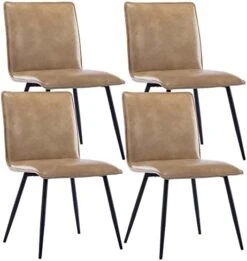 DUHOME PU Leather Dining Chairs Kitchen Chairs Set Of 4 Side Chair For Dining Room Living Room Yellowish-Brown -Home Table Chair Store 41sSnq6ruQL. AC