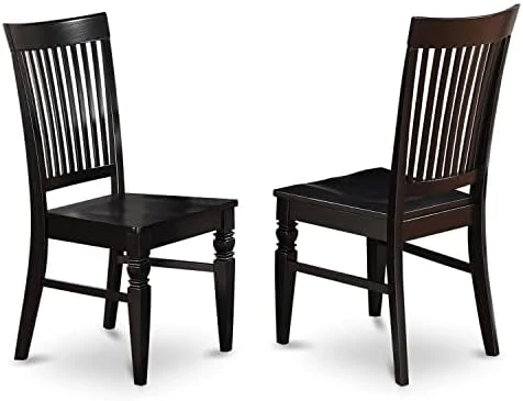 East West Furniture WEC-BLK-W Weston Dining Chairs - Slat Back Wood Seat Kitchen Chairs, Set Of 2, Black 8 East West Furniture WEC-BLK-W Weston Dining Chairs - Slat Back Wood Seat Kitchen Chairs, Set Of 2, Black - Image 6