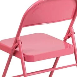 BizChair 2 Pack Bubblegum Pink Triple Braced & Double Hinged Metal Folding Chair -Home Table Chair Store 41sktB2goKL