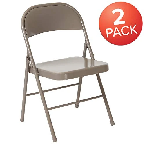 EMMA + OLIVER 2 Pack Double Braced Gray Metal Folding Chair 4 EMMA + OLIVER 2 Pack Double Braced Gray Metal Folding Chair - Image 2