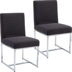 Mid Century Modern Dining Chairs Set Of 2, PU Leather Upholstered Dining Chairs With Black Metal Frame, Kitchen & Dining Room Chairs Armless Side Chairs, Brown -Home Table Chair Store 41stHzjMBzL. AC