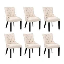 Seasonfall Dining Room Chairs Set Of 6 Button Tufted Parsons Accent Armless Modern 6 Pack HG3294-List HG3294-List