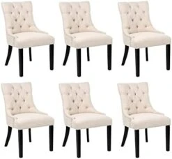 Seasonfall Dining Room Chairs Set Of 6 Button Tufted Parsons Accent Armless Modern 6 Pack HG3294-List HG3294-List -Home Table Chair Store 41sy7DeTU6L. AC