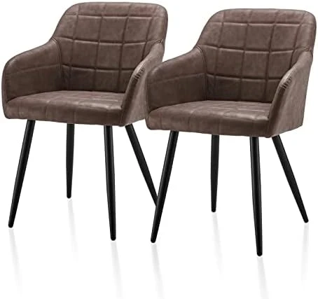 TUKAILAi Modern Dining Chairs Set Of 2, PU Leather Upholstered Accent Arm Chair With Padded Seat, Armrest & Backrest, Occasional Armchair For Leisure Lounge Guest Reception (Brown) 10 TUKAILAi Modern Dining Chairs Set Of 2, PU Leather Upholstered Accent Arm Chair With Padded Seat, Armrest & Backrest, Occasional Armchair For Leisure Lounge Guest Reception (Brown) - Image 8