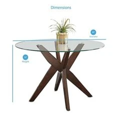 Steve Silver Amalie 48" Round Glass Top Walnut Base Dining Table -Home Table Chair Store 41t4iEPqVVL