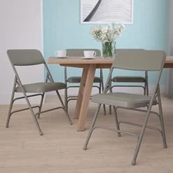 EMMA + OLIVER Metal Folding Chairs - Padded Seats | Set Of 4 Navy & Gray Metal Folding Chairs -Home Table Chair Store 41tNhqR0PS. AC