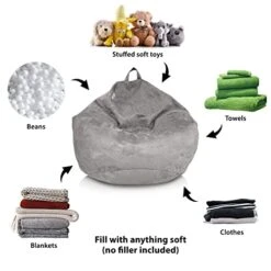 Delmach Bean Bag Chair Cover (No Filler) | Bird's Nest Shape | Adult Size | Microsuede | Stuffed Animal Storage For Kids Or Memory Foam| Double Stitched | Durable Zipper | Soft Premium -Home Table Chair Store 41tQhSIw3cL