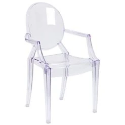 EMMA + OLIVER Oval Back Ghost Chair With Arms In Transparent Crystal 10 EMMA + OLIVER Oval Back Ghost Chair With Arms In Transparent Crystal -Home Table Chair Store 41tXShk6hOL