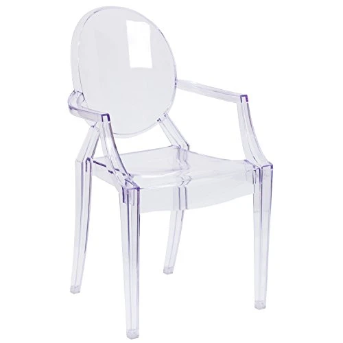 EMMA + OLIVER Oval Back Ghost Chair With Arms In Transparent Crystal 5 EMMA + OLIVER Oval Back Ghost Chair With Arms In Transparent Crystal - Image 3