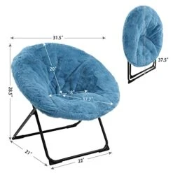 Ubon Cozy Chair Faux Fur Saucer Chair Oversized Folding Papasan Chair Comfy Moon Chair For Bedroom Living Room-Blue -Home Table Chair Store 41u1vp6Fo0L