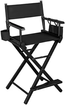 Mefeir 31" Tall Folding Directors Artist Makeup Chair,250lbs Capacity With Replacement Cover, Portable Storage Side Bags,Solid Hardwood & Polyester,Black -Home Table Chair Store 41u29on5WPL. AC