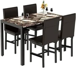 Tantohom Dining Table Set For 4, Compact Kitchen Table And Chairs For 4, 5 Pieces Faux Marble Dining Room Table Set With 4 Velvet Upholstery Chairs For Small Space, Living Room, Breakfast Nook, Gray 24 Tantohom Dining Table Set For 4, Compact Kitchen Table And Chairs For 4, 5 Pieces Faux Marble Dining Room Table Set With 4 Velvet Upholstery Chairs For Small Space, Living Room, Breakfast Nook, Gray -Home Table Chair Store 41u2mtPqIdL. AC