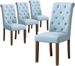 COLAMY Tufted Dining Chairs Set Of 4, Upholstered Parsons Dining Room Chairs, Fabric Kitchen Side Chair With Wood Legs - Dark Beige -Home Table Chair Store 41u7qAjJCcL. AC