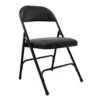 Padded Folding Chair, Vinyl, Black, 300 Lb.