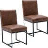Mid Century Modern Dining Chairs Set Of 2, PU Leather Upholstered Dining Chairs With Black Metal Frame, Kitchen & Dining Room Chairs Armless Side Chairs, Brown -Home Table Chair Store 41uEG8iTRJL