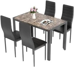 AOOU 5/7pieces Kitchen Table Set, Modern Dining Table Set W/Glass-Top Table And 4/6 Leather Upholstered Chairs For Dining Room, Kitchen, Dinette, Breakfast Nook (Black, Dinning Table With 6 Chairs) 22 AOOU 5/7pieces Kitchen Table Set, Modern Dining Table Set W/Glass-Top Table And 4/6 Leather Upholstered Chairs For Dining Room, Kitchen, Dinette, Breakfast Nook (Black, Dinning Table With 6 Chairs) -Home Table Chair Store 41uLfQ7yIhL. AC