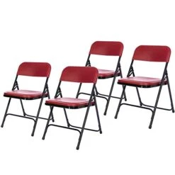 OEF Furnishings Premium Lightweight Plastic Folding Chair, Burgundy
